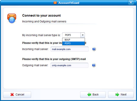Setup ICA.NET email account on your IncrediMail Step 5